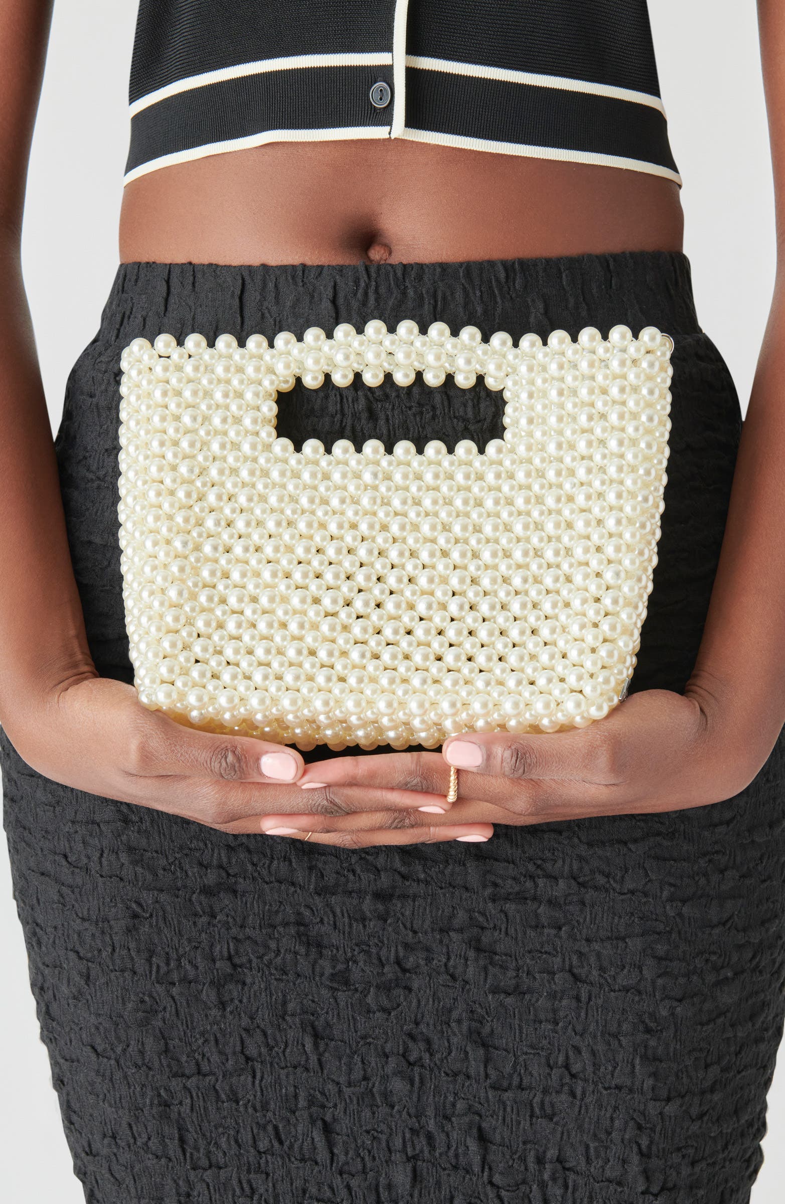 Dolce Vita Linzy Faux Pearl Convertible Crossbody Bag, Alternate, color, Pearl