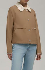 Hunter Plaid Collar Cotton Twill Crop Field Jacket