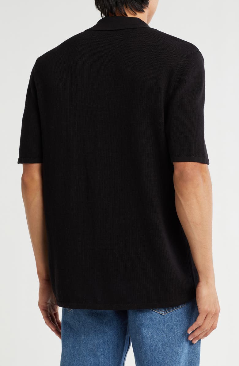 rag & bone Lewis Cotton Knit Camp Shirt, Alternate, color, Black