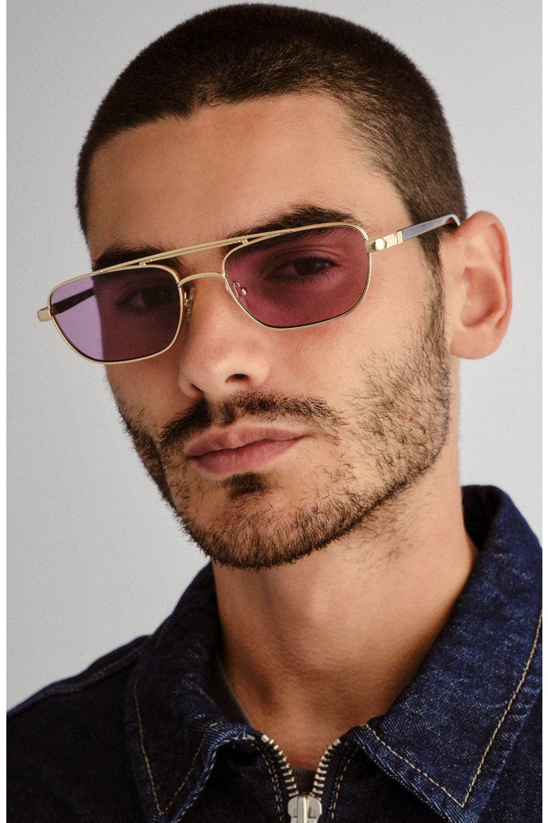 Le Mimi 57mm Aviator Sunglasses, Alternate, color, GOLD / VIOLET MONO