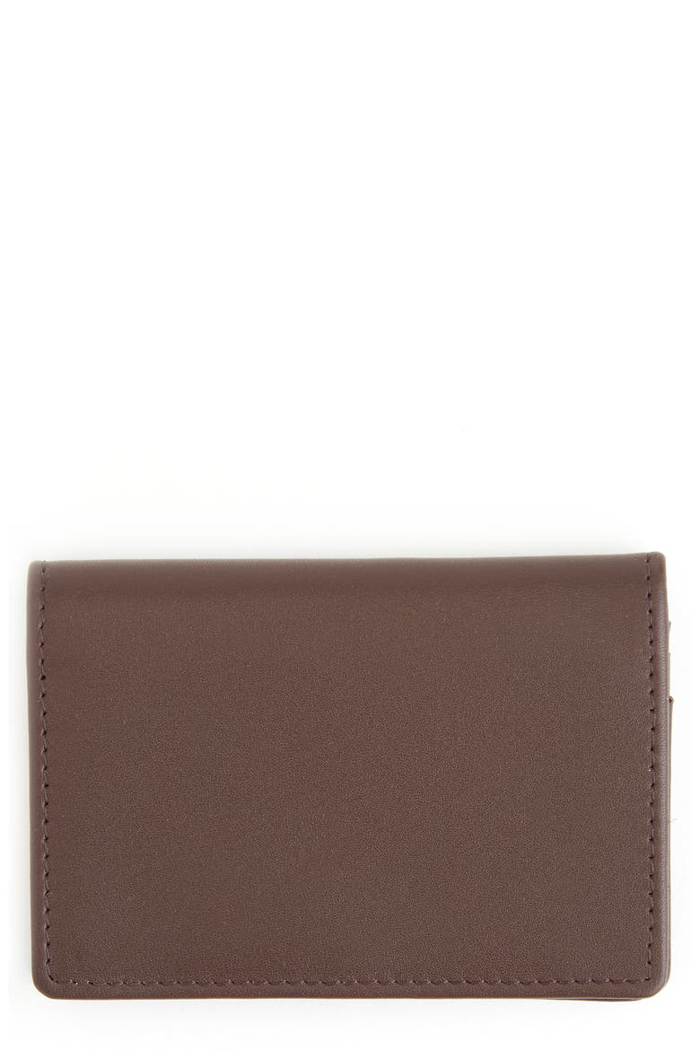 Personalized Leather Card Case, Main, color, BROWN- GOLD FOIL