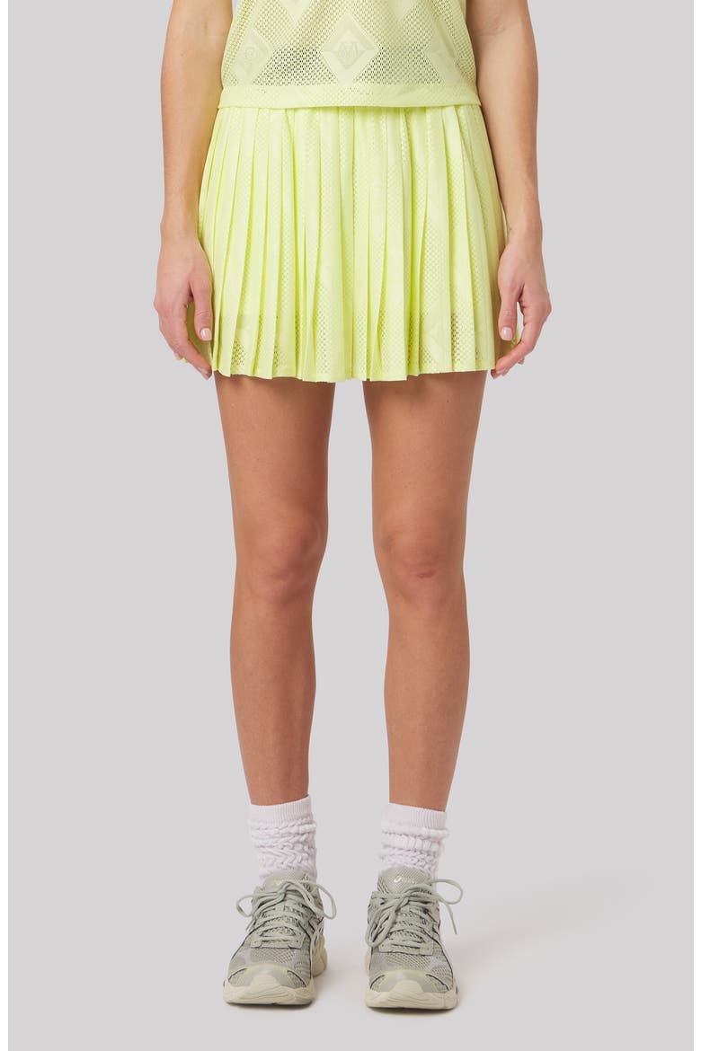 Celine Pleated Golf Miniskirt, Main, color, SUNNY LIME GREEN
