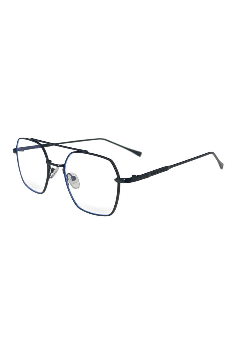 Loki 51mm Geometric Blue Light Blocking Glasses, Alternate, color, BLACK/ CLEAR