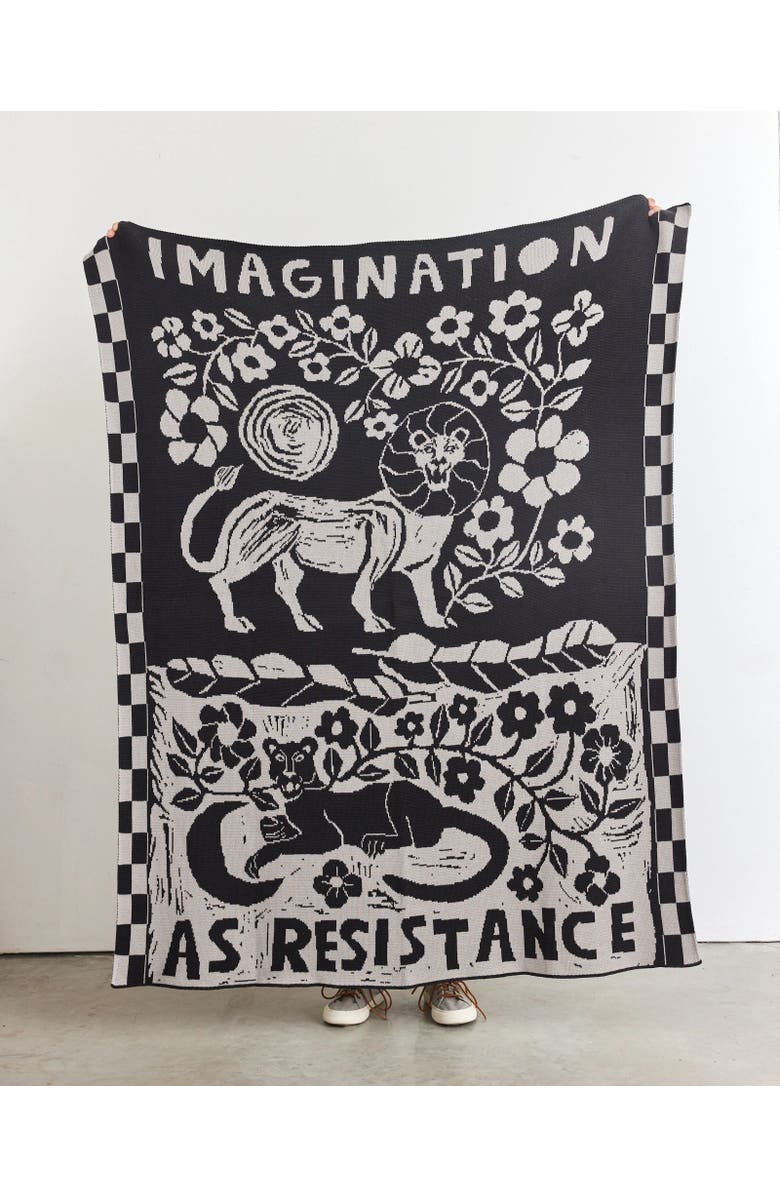 Biquette Imagination Knit Throw Blanket, Alternate, color, Onyx