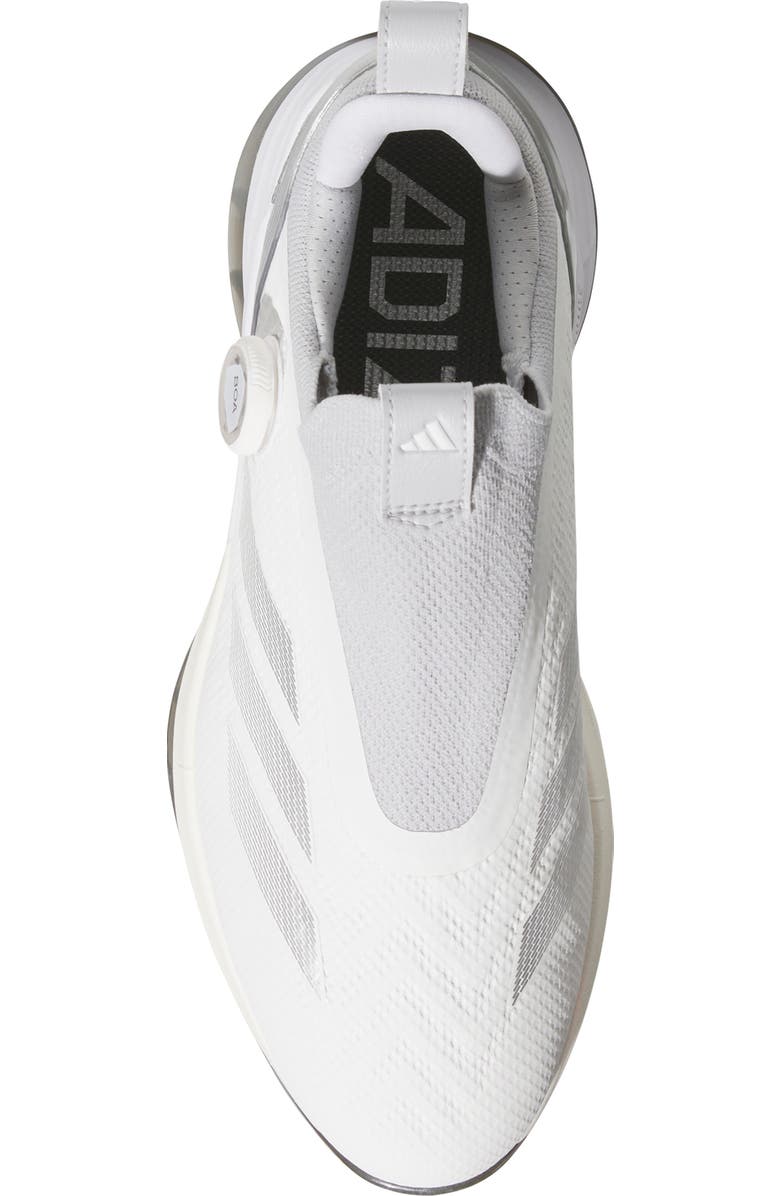 adidas Adizero ZG BOA<sup>®</sup> Waterproof Spikeless Golf Shoe, Alternate, color, White/ Silver Metallic