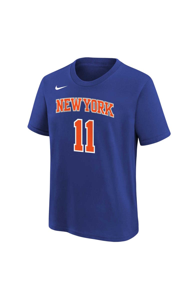 Nike Youth Nike Jalen Brunson Blue New York Knicks Icon Name & Number T-Shirt, Alternate, color, Blue