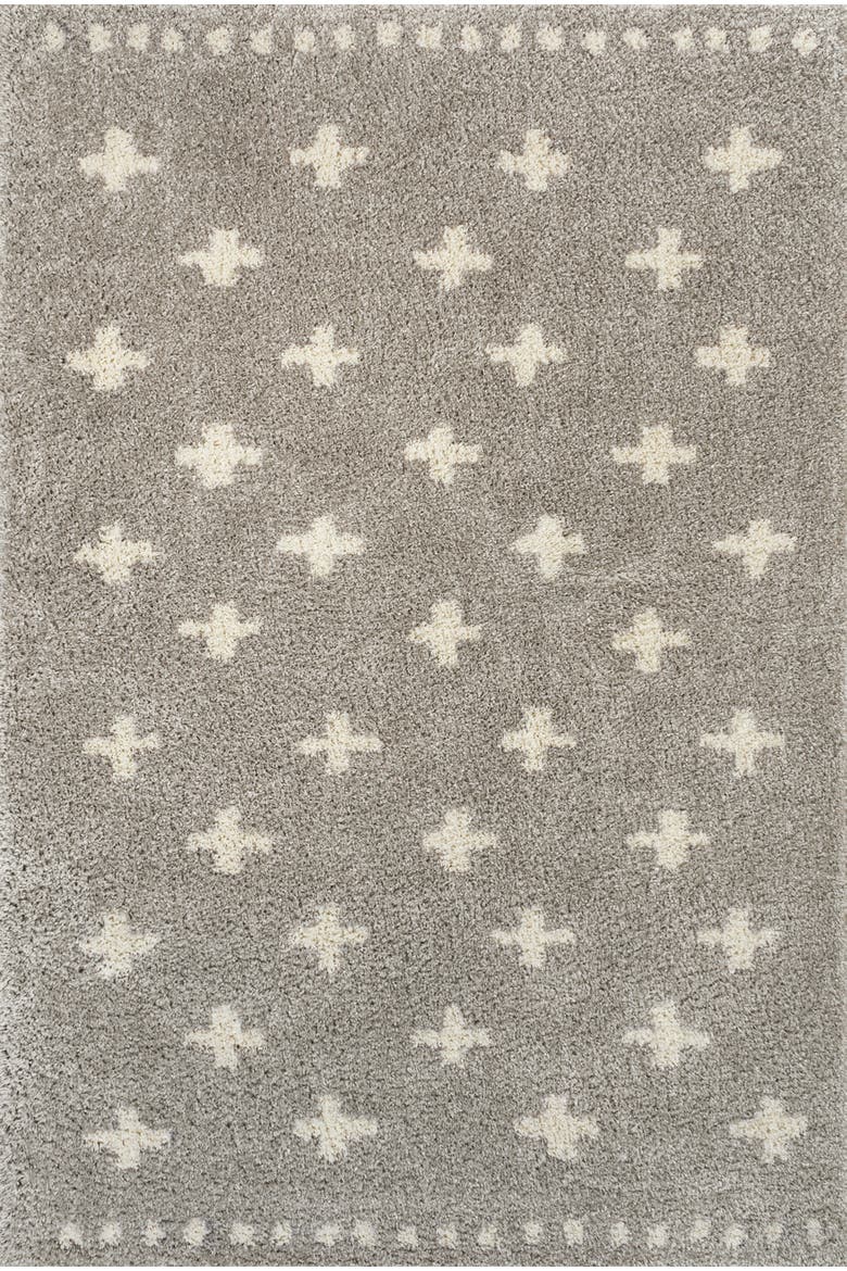 Cristo Berber Geometric Shag Area Rug, Main, color, Gray/Ivory