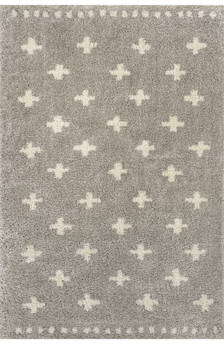 JONATHAN Y Cristo Berber Geometric Shag Area Rug, Main, color, Gray/Ivory