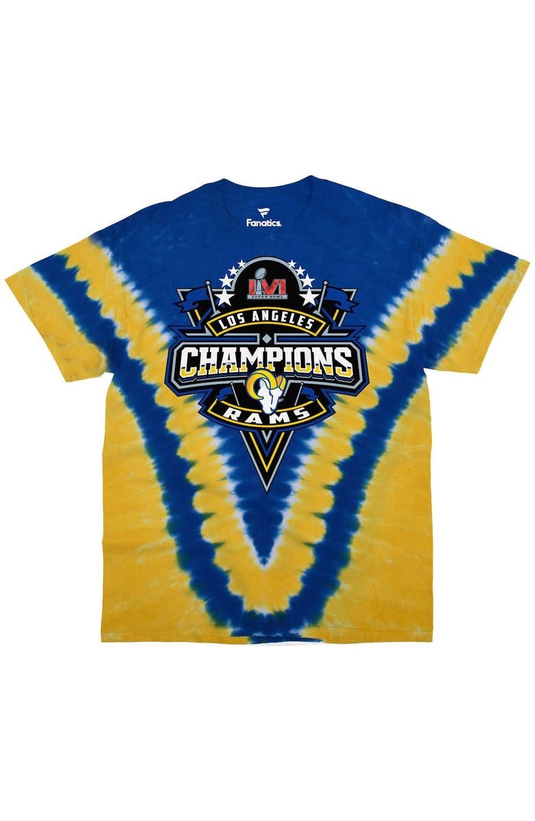 FANATICS Men's Fanatics Blue Los Angeles Rams Super Bowl LVI Champions V-Dye T-Shirt, Main, color, 
