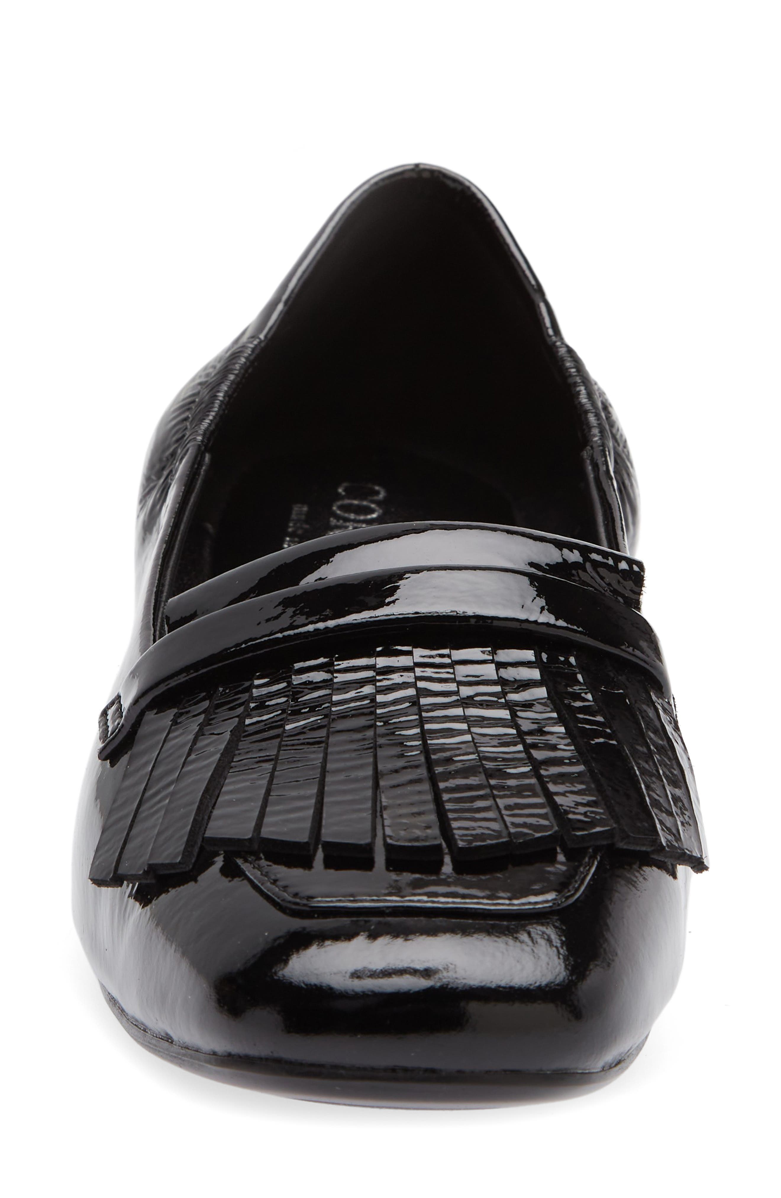 Cordani Mistie Fringe Trim Loafer, Alternate, color, Black Patent