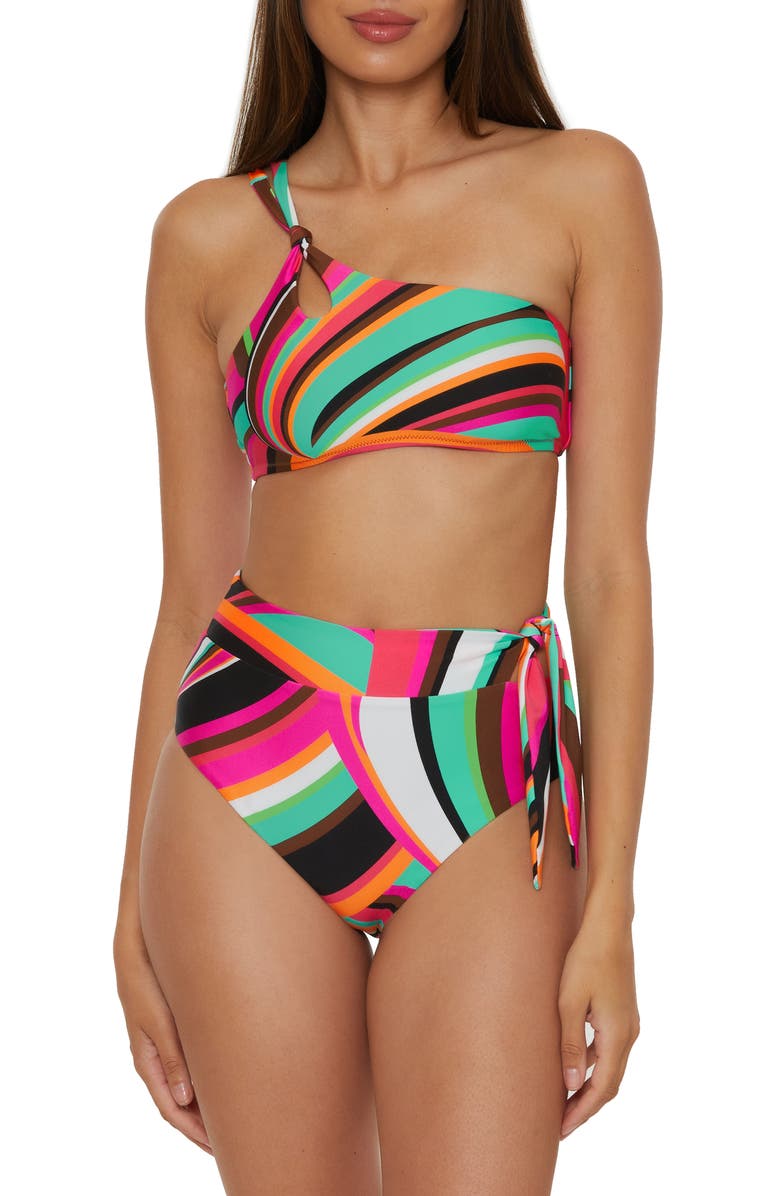 Trina Turk Scoop High Waist Bikini Bottoms, Alternate, color, Pink Multi