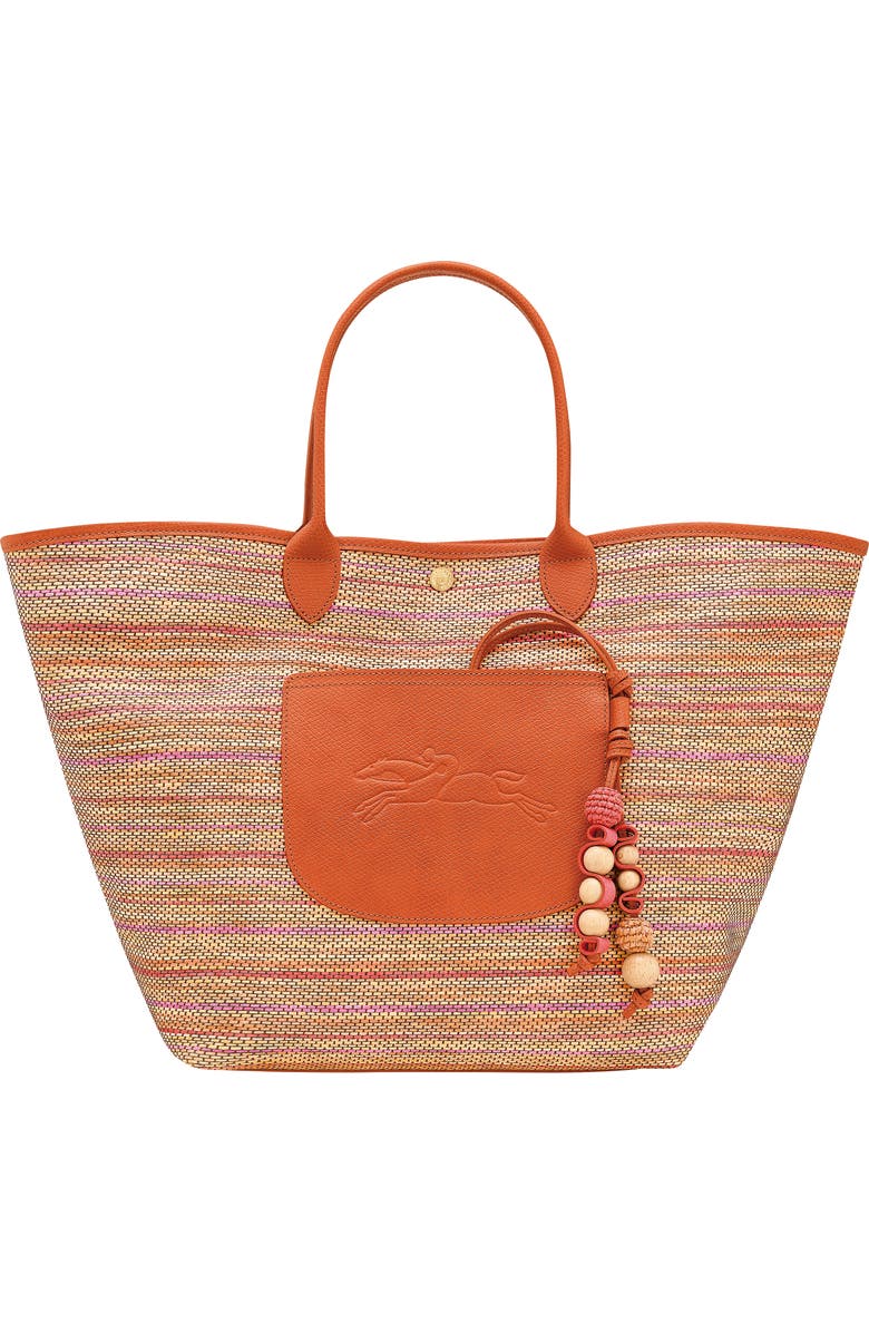 Longchamp Large Le Pliage Panier Rainbow Raffia Tote, Main, color, Rainbow