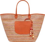 Longchamp Large Le Pliage Panier Rainbow Raffia Tote