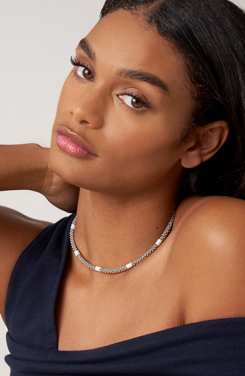 LAGOS White Caviar Ceramic Collar Necklace, Alternate, color, 