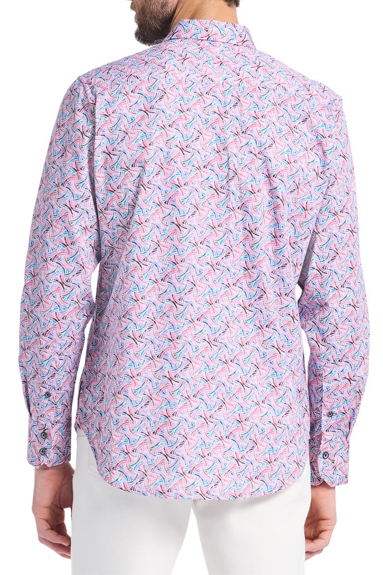Brucknell Cotton Button-Up Shirt, Alternate, color, PINK MULTI