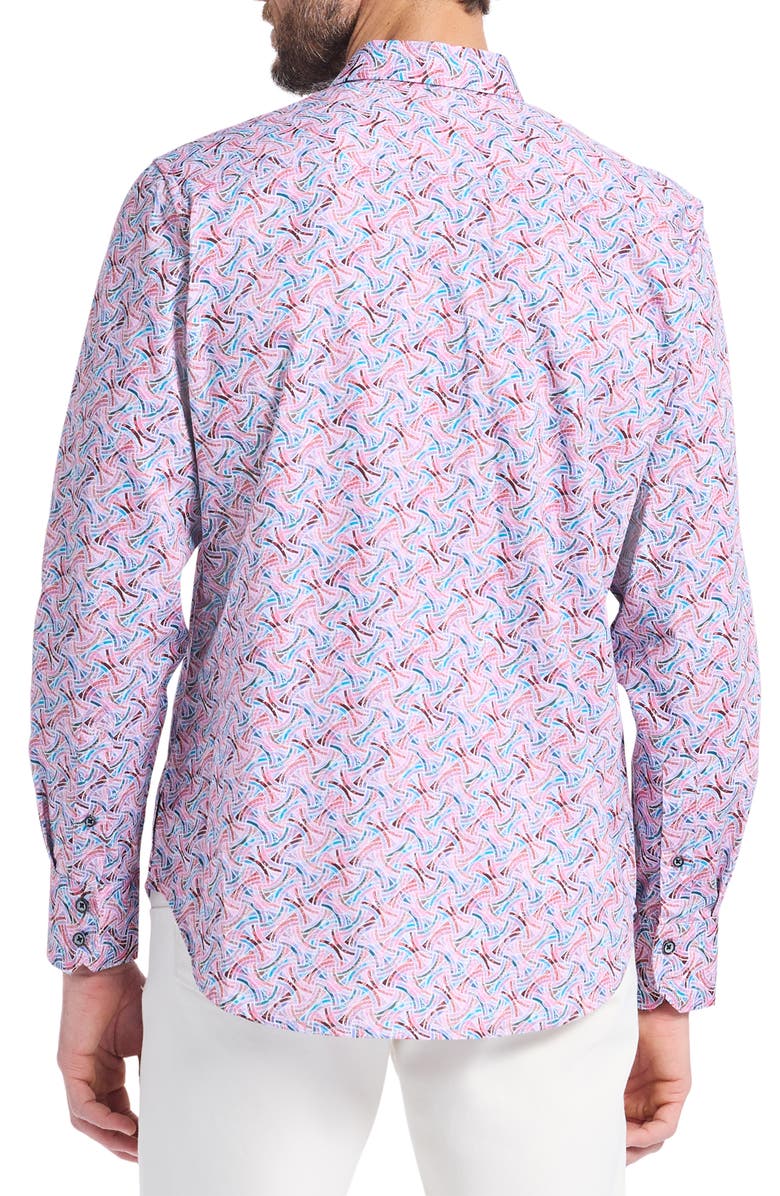 Robert Graham Brucknell Cotton Button-Up Shirt, Alternate, color, Pink Multi