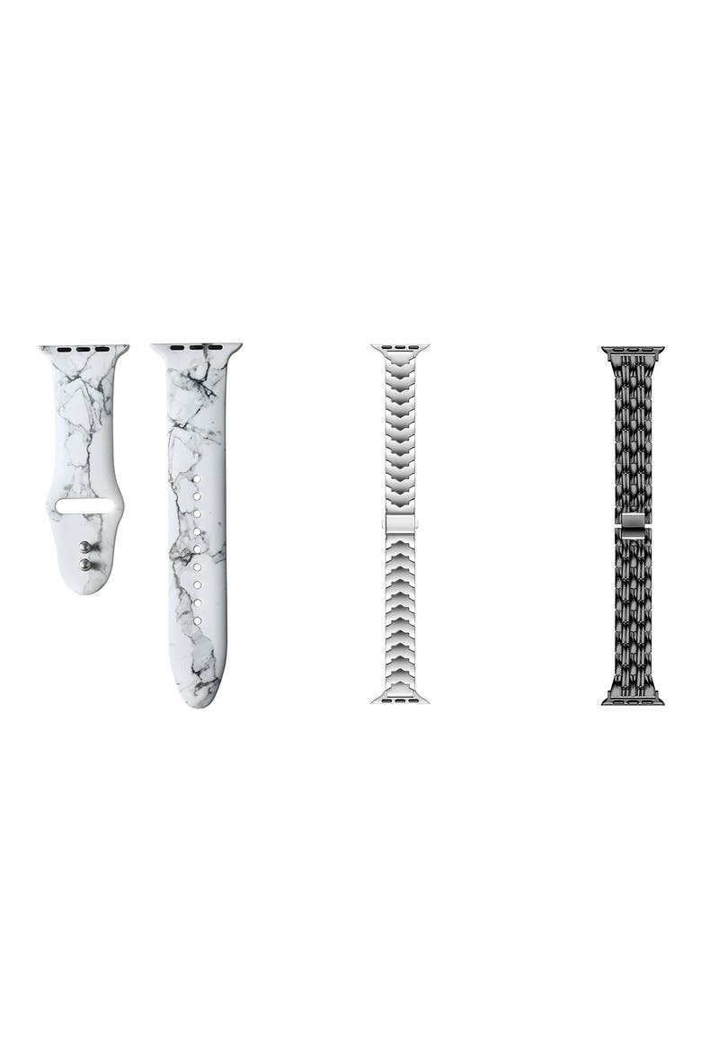 Set of 3 Silicone & Stainless Steel Watchbands, Alternate, color, ASSORTED