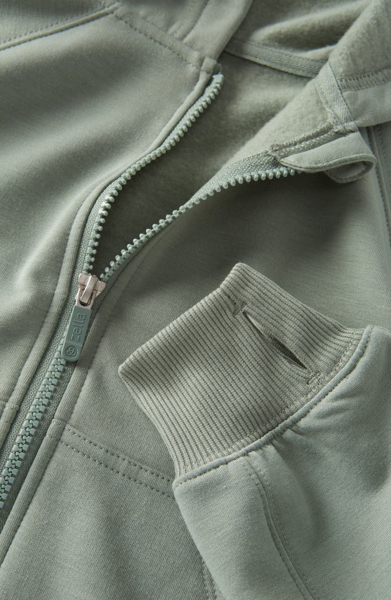 Zella Girl Kids' Aspire Fleece Zip-Up Hoodie, Alternate, color, Green Lilypad