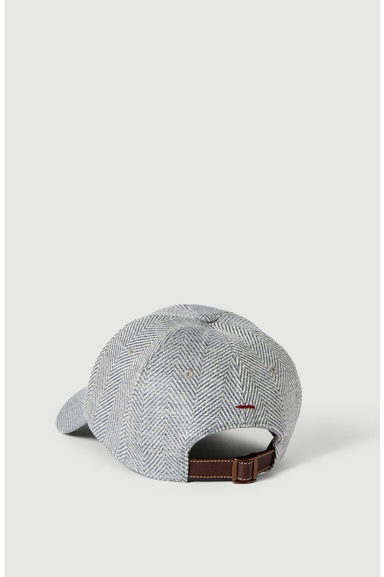 Alpaca, wool and silk chevron baseball cap with embroidered logo, Alternate, color, Cerulean