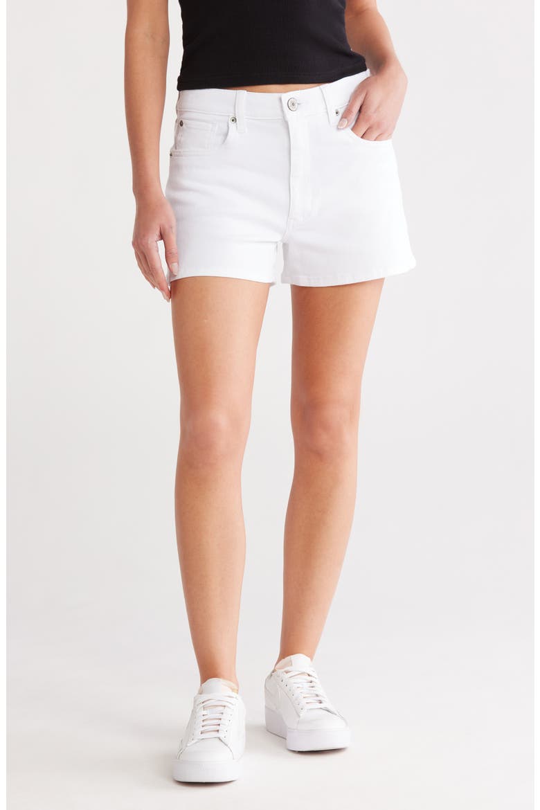 Layne High Waist Denim Shorts, Main, color, OPTIC WHITE