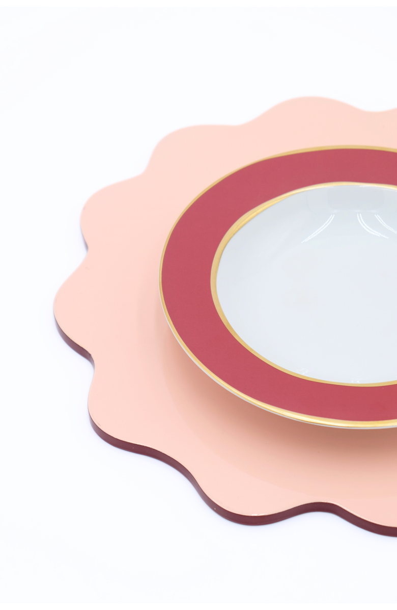 Inner Child Scalloped Lacquerware Placemats - Set of 4, Alternate, color, Blush Pink