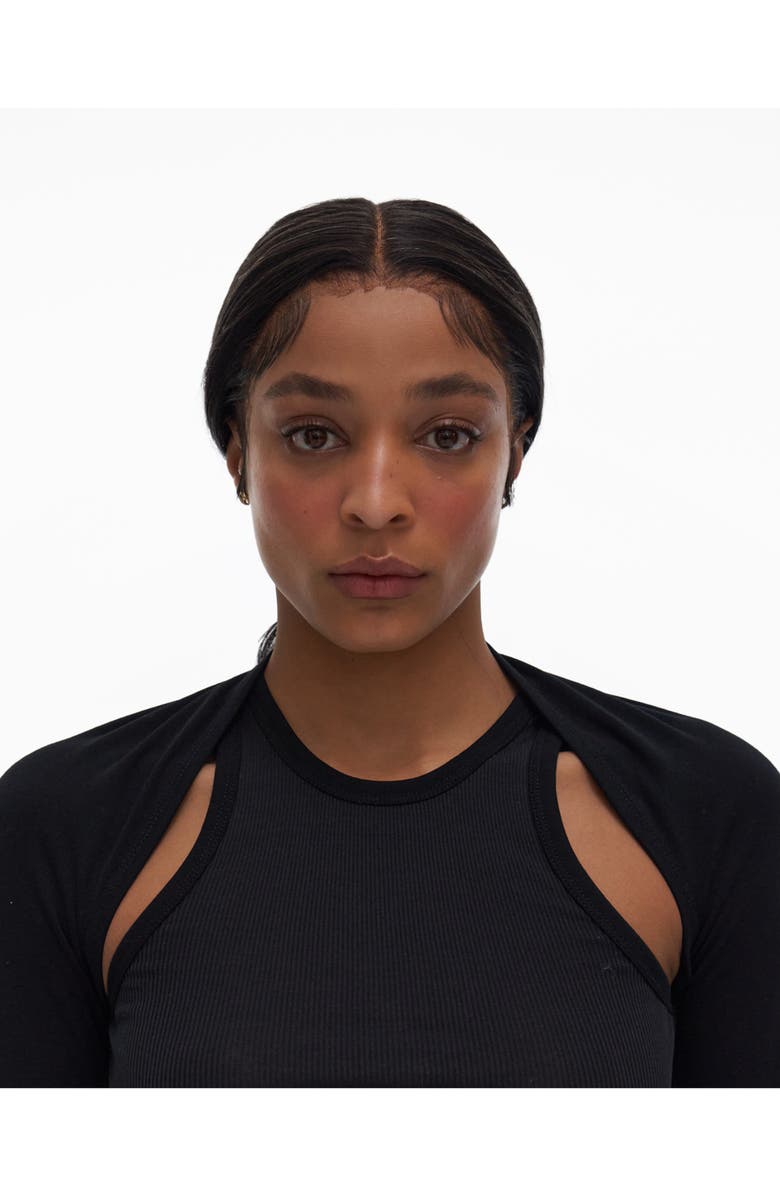 Helmut Lang Double Rib Tee & Bolero Set, Alternate, color, 