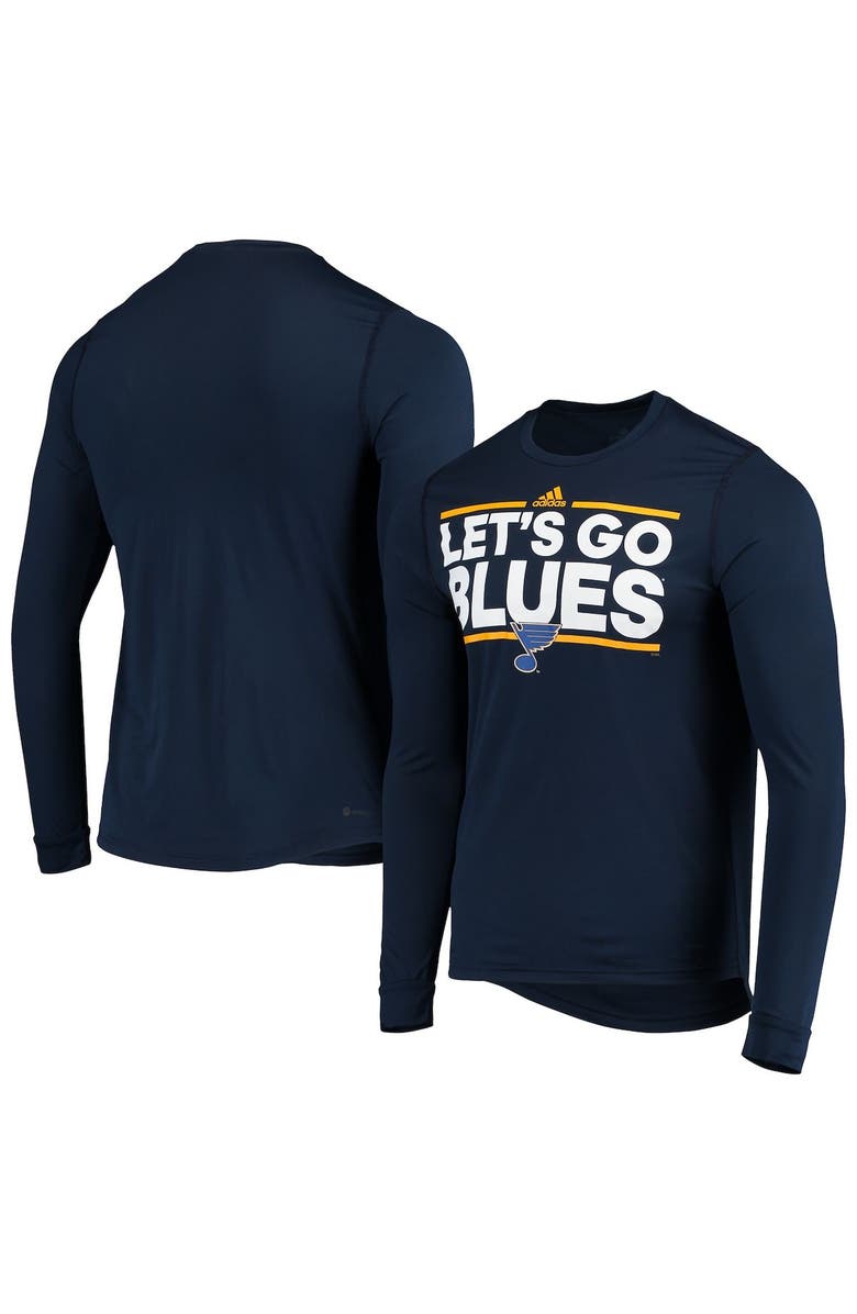 adidas Men's adidas Navy St. Louis Blues Dassler AEROREADY Creator Long Sleeve T-Shirt, Main, color, 