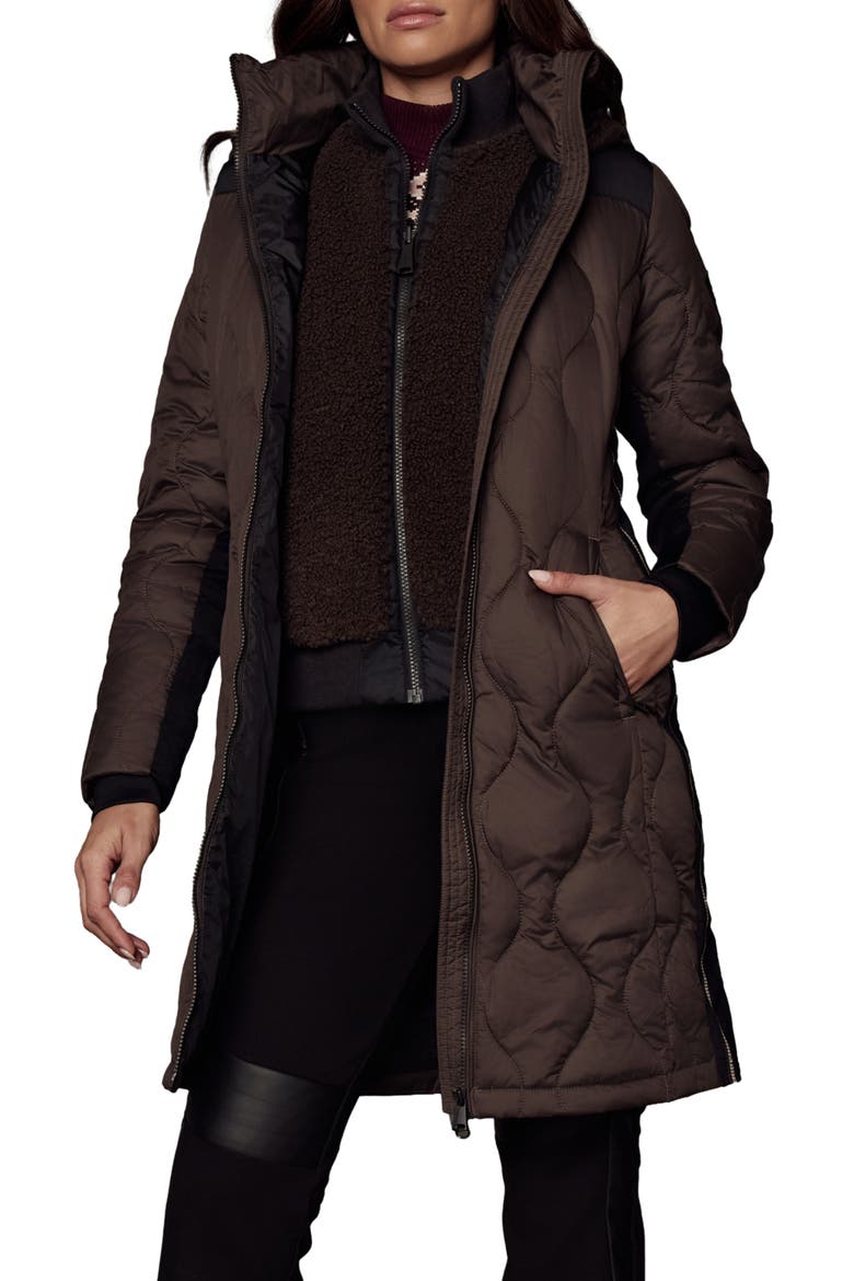 Chamonix Water Repellent Quilted Coat, Main, color, COFFEE