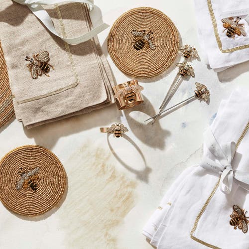 Joanna Buchanan Hand Beaded Coasters In Brown