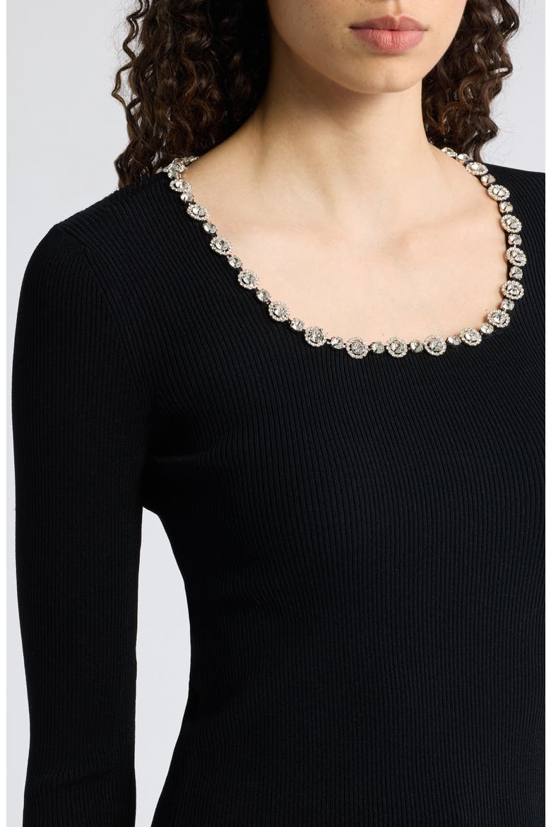 Isabel Crystal Embellished Sweater, Alternate, color, NOIR
