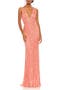 Sequined Plunge Neck Sleeveless Column Gown