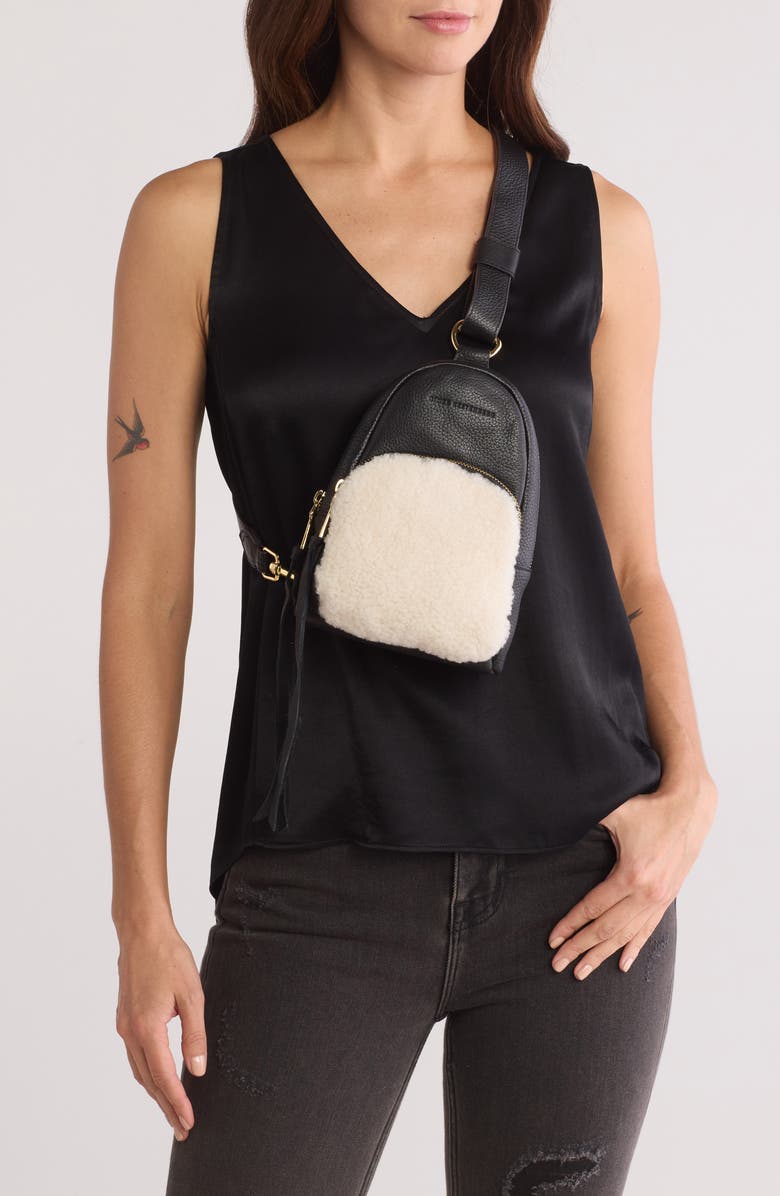 AIMEE Breeze Genuine Shearling & Leather Sling Bag, Alternate, color,