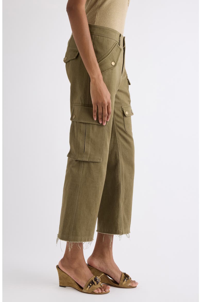 Josine Cotton Twill Flare Crop Cargo Pants, Alternate, color, KHAKI