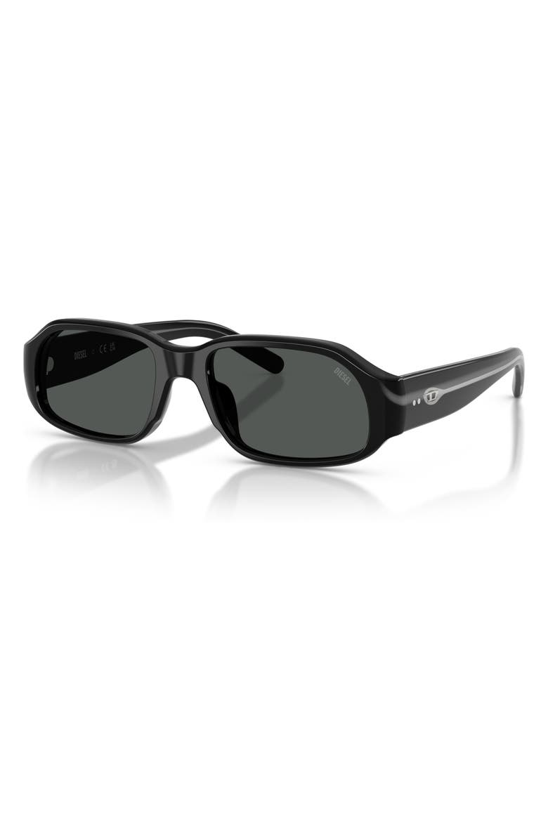 DIESEL<sup>®</sup> 55mm Rectangular Sunglasses, Alternate, color, Solid Black / Solid Black