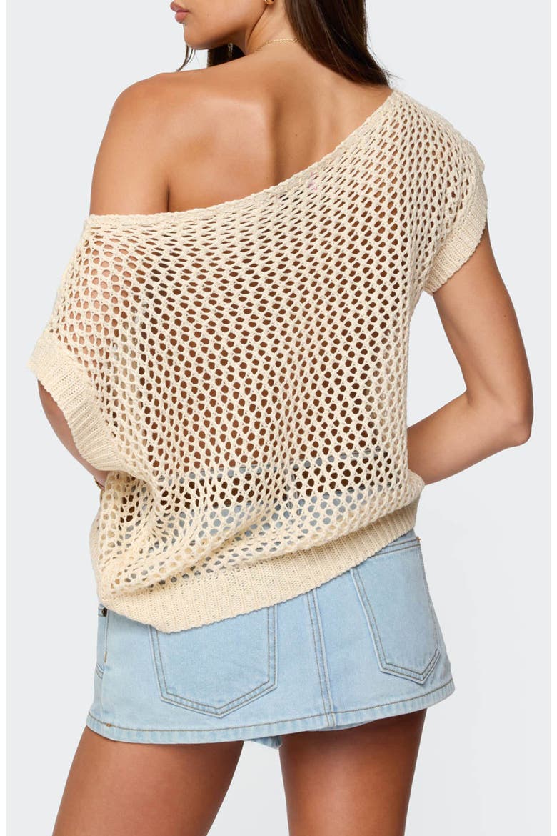 Open Stitch One-Shoulder Sweater, Alternate, color, CREAM