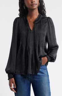 Treasure & Bond Pintuck Satin Top