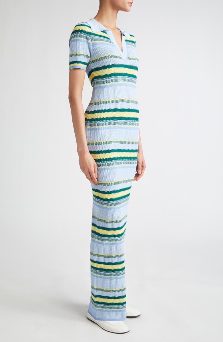 MONSE Stripe Jacquard Polo Maxi Dress, Alternate, color, Blue Stripe