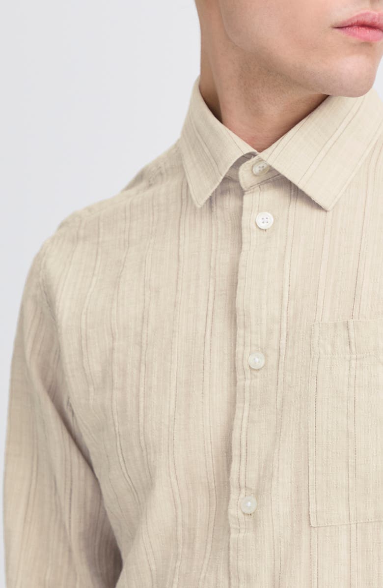 CASUAL FRIDAY Stripe Regular Fit Cotton Blend Button-Up Shirt, Alternate, color, Island Fossil
