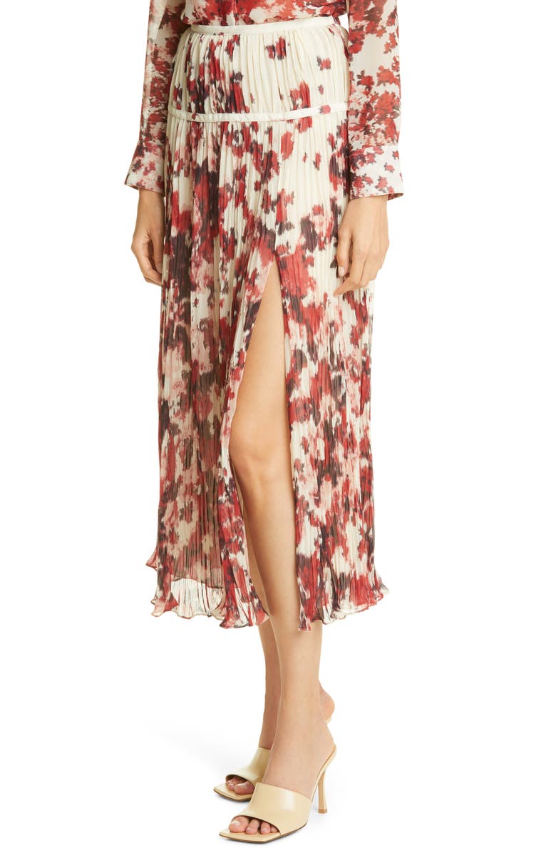 Altuzarra Kemmaren Floral Pleated Georgette Skirt, Alternate, color, 