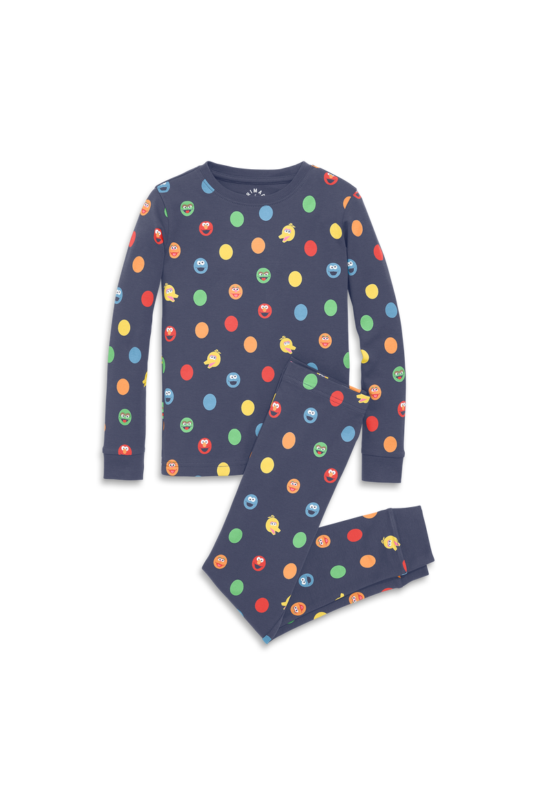 Kids Sesame Street Friends Pj Set, Main, color, Sunwashed Navy Rainbow Friends