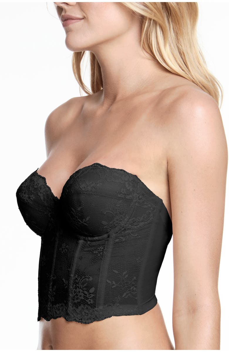 Dominique Intimates Tayler Ultra Low Back Strapless Lace Bra, Alternate, color, Black