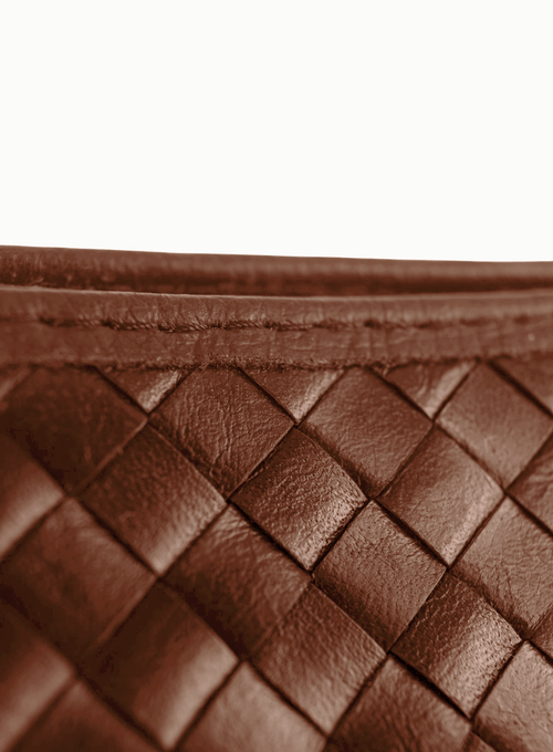 Deux Mains Woven Leather Shoulder Bag In Brown