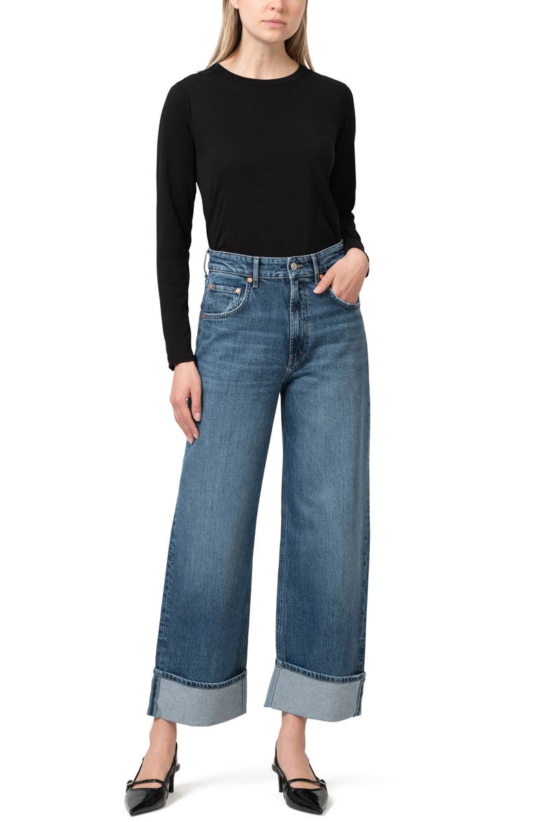 Mavi Jeans Sandra Cuffed High Waist Ankle Wide Leg Jeans, Alternate, color, 