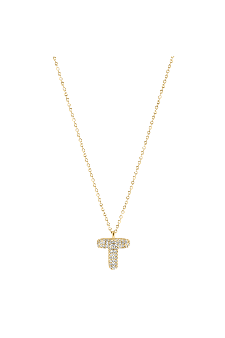 Bubble Letter Necklace, Main, color, Gold - T