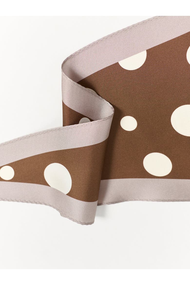 "Retro Polka" Silk Diamond Neckerchief, Alternate, color, Coffee