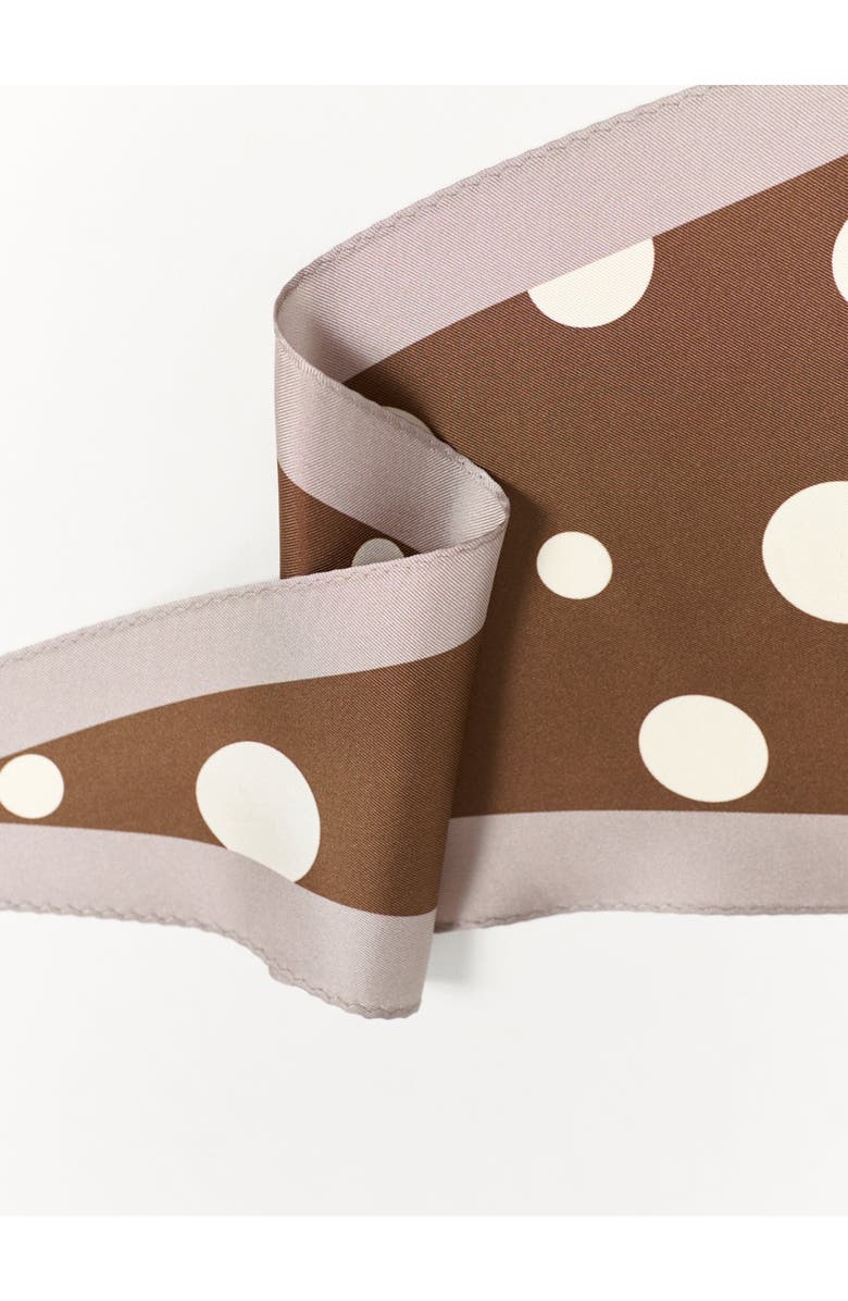 Lost Pattern "Retro Polka" Silk Diamond Neckerchief, Alternate, color, Coffee