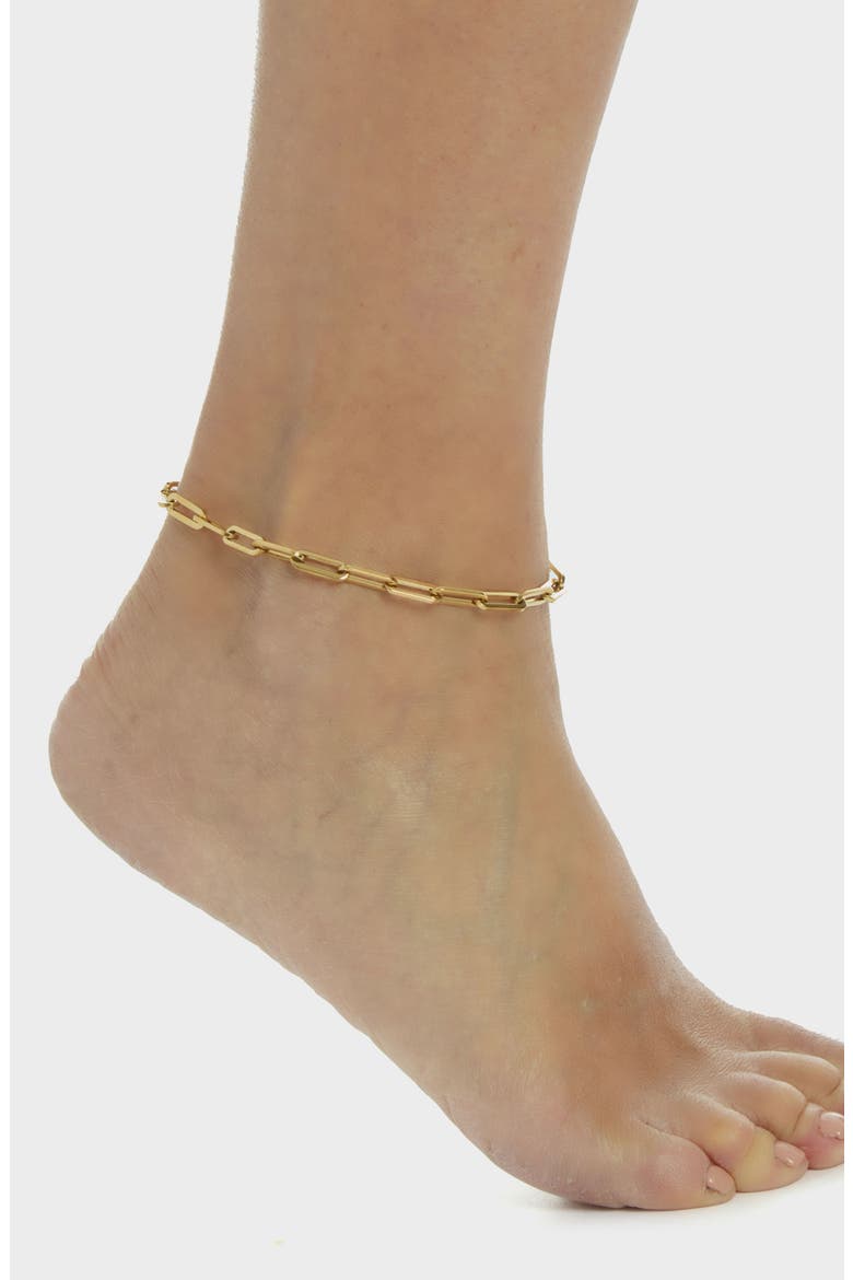 Paper Clip Chain Anklet, Alternate, color, GOLD
