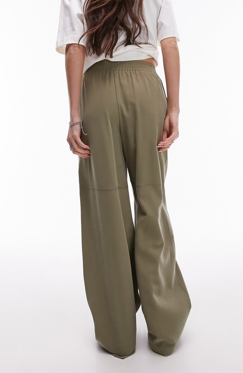 Topshop Wide Leg Drawstring Pants, Alternate, color, Khaki Green