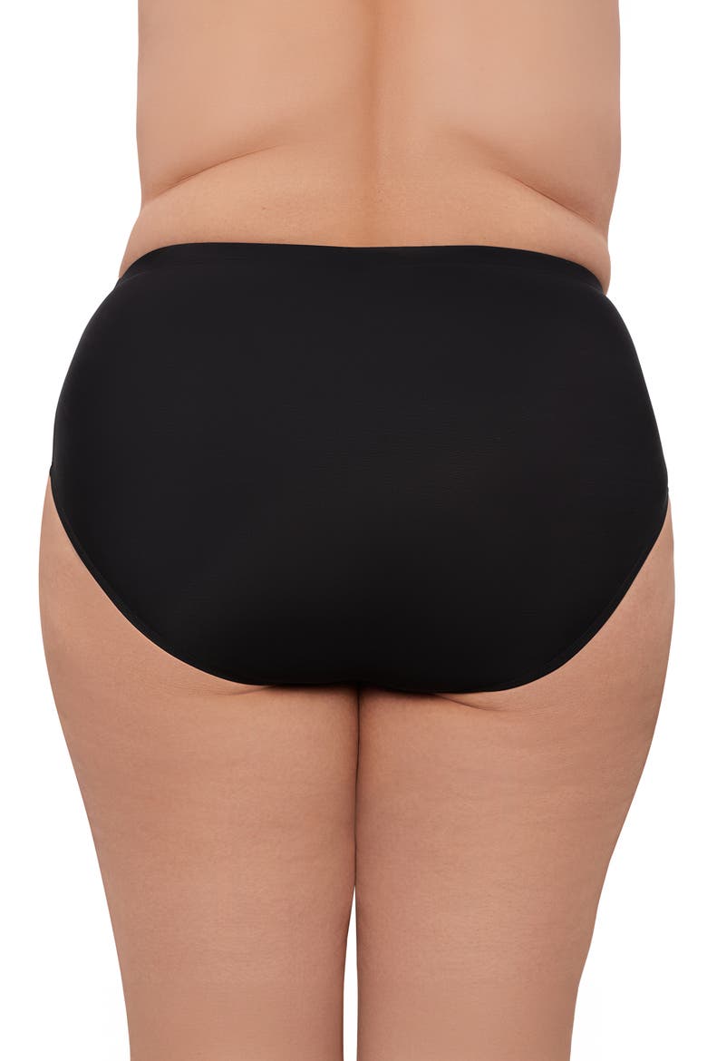 Plus Size Mid Rise Tummy Control Swim Brief, Alternate, color, Black