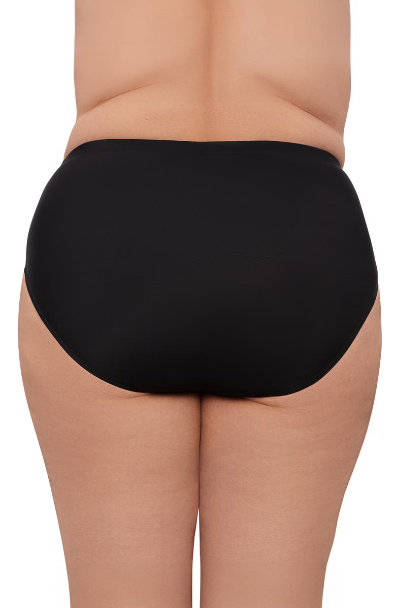 Aqua Green Plus Size Mid Rise Tummy Control Swim Brief, Alternate, color, Black